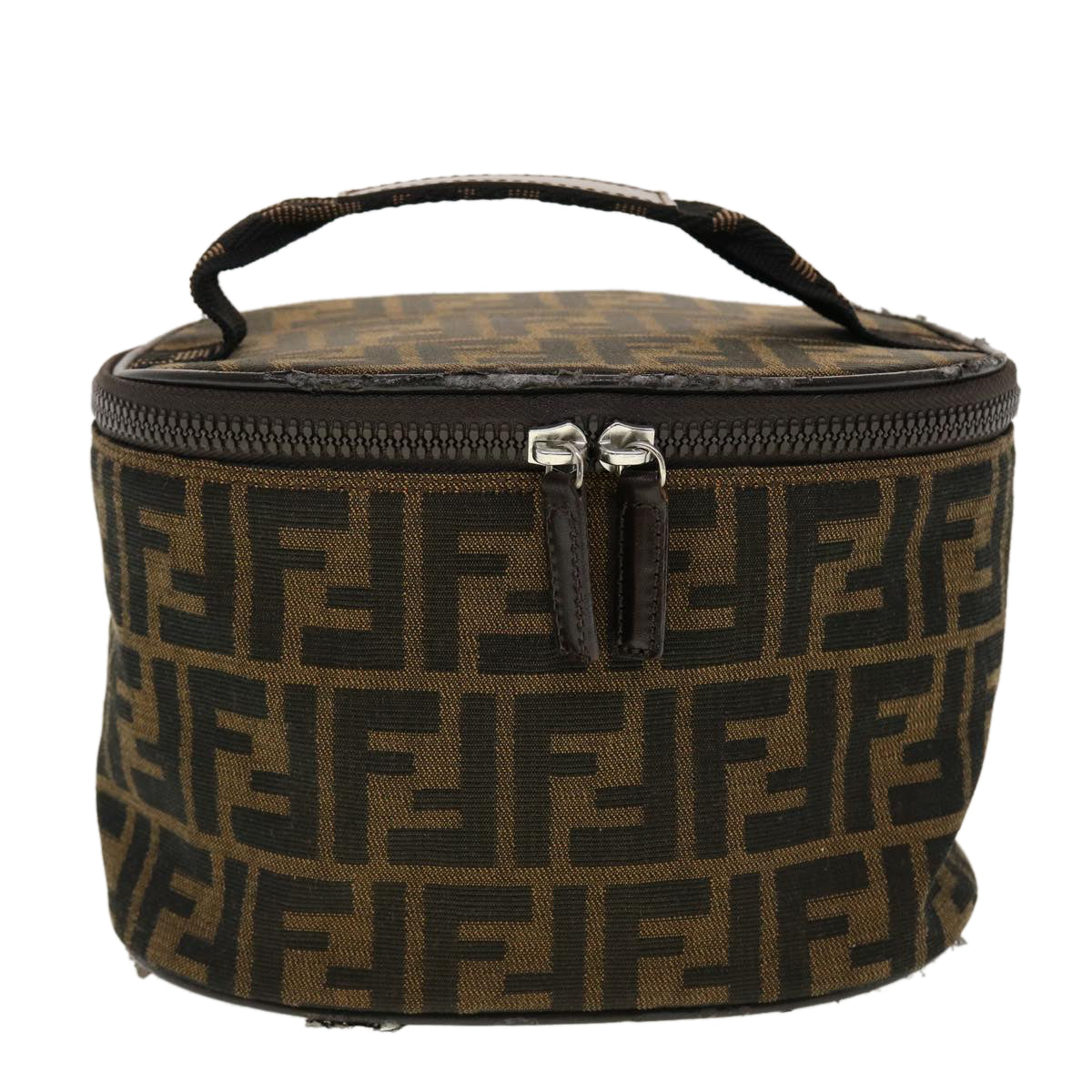 FENDI Zucca Canvas Vanity Cosmetic Pouch Black Brown 42334