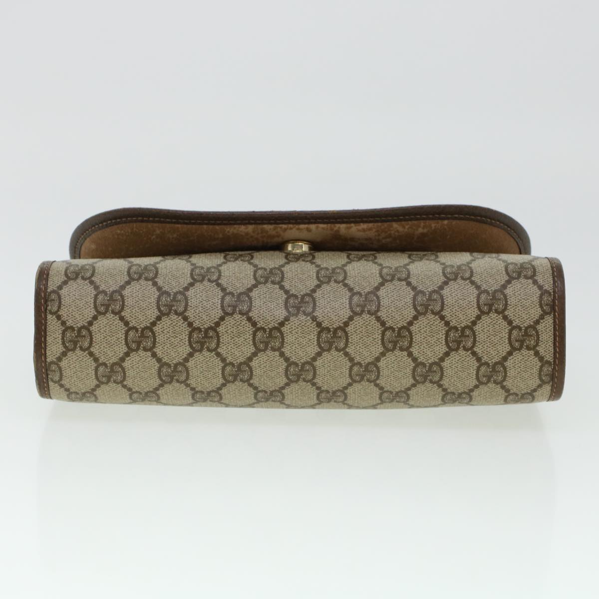 GUCCI GG Canvas Web Sherry Line Clutch Bag PVC Leather Beige Red 42430