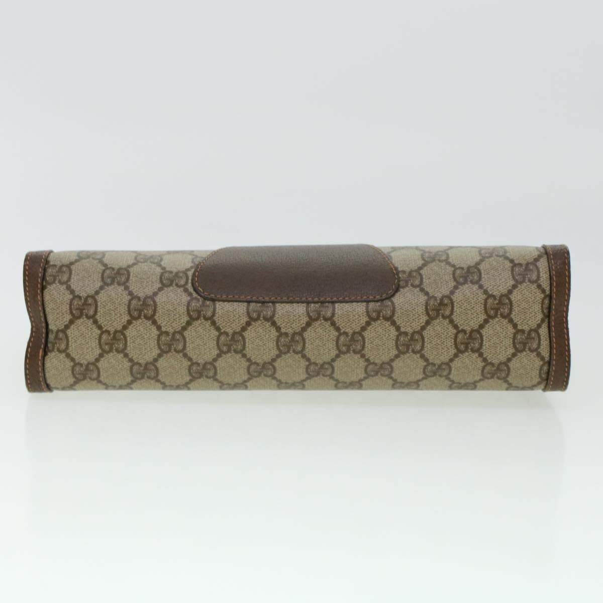 GUCCI GG Canvas Web Sherry Line Clutch Bag PVC Leather Beige Red 42431