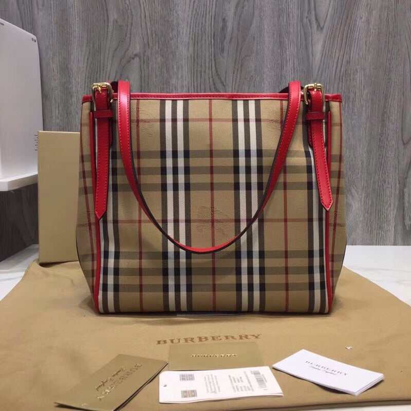 GLAMI The Small Canter Horseferry Check Tote Red For Women, WomenÃ¢â‚¬â„¢s Bags 11.6in/29.5cm
