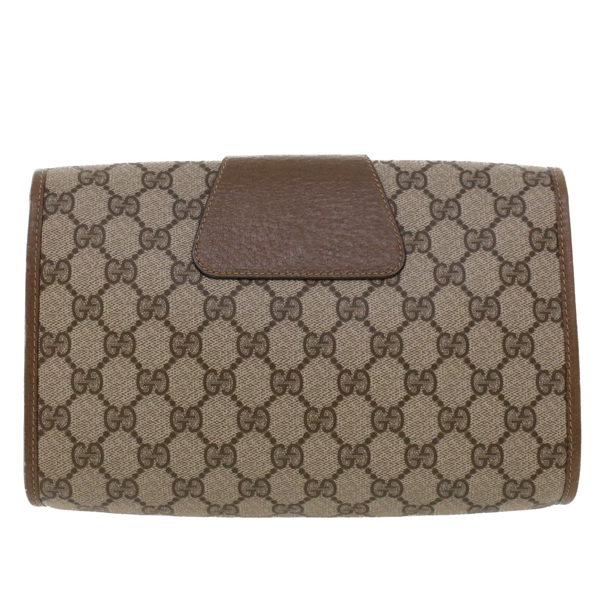 GUCCI GG Canvas Web Sherry Line Clutch Bag PVC Leather Beige Red Green 42716