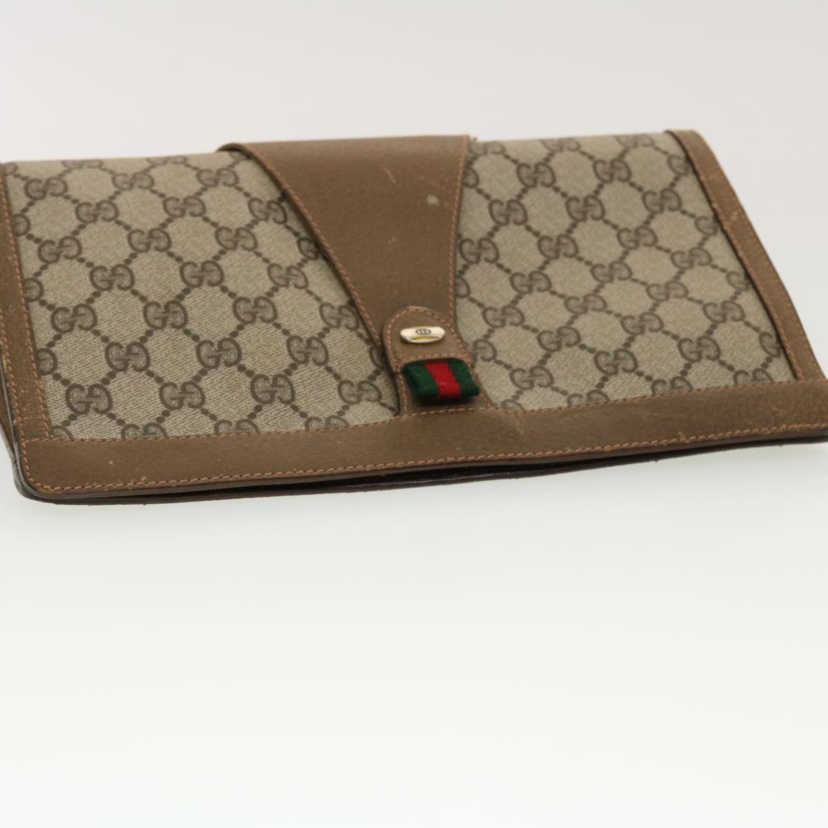 GUCCI GG Canvas Web Sherry Line Clutch Bag Beige Red Green 8901033 42746