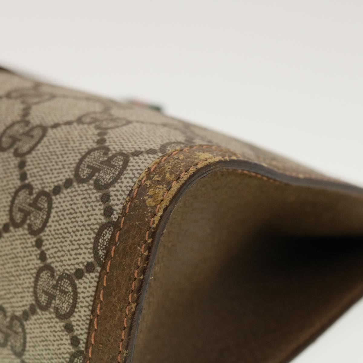 GUCCI GG Canvas Web Sherry Line Clutch Bag Beige Red Green 8901033 42746