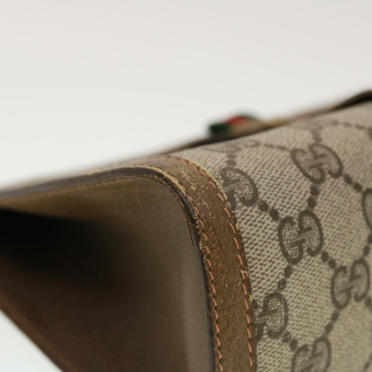 GUCCI GG Canvas Web Sherry Line Clutch Bag Beige Red Green 8901033 42746