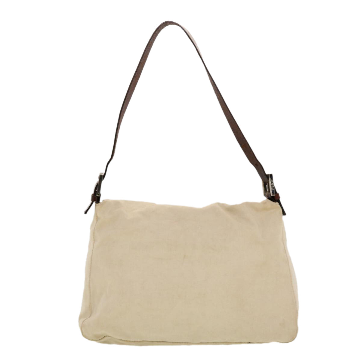 FENDI Mamma Baguette Shoulder Bag Canvas Beige 2355.26325.008 42758