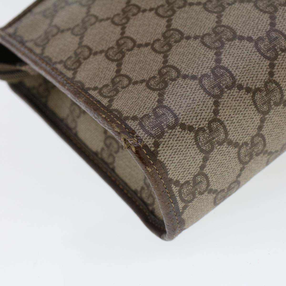 GUCCI GG Canvas Clutch Bag PVC Leather Beige 97.01.037 42879