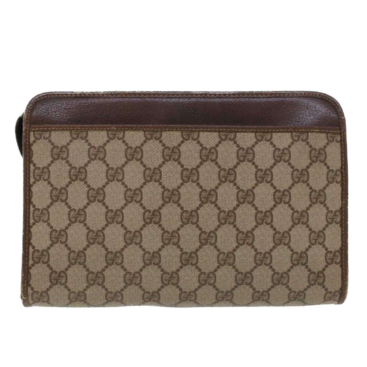GUCCI GG Canvas Clutch Bag PVC Leather Beige 97.01.037 42879