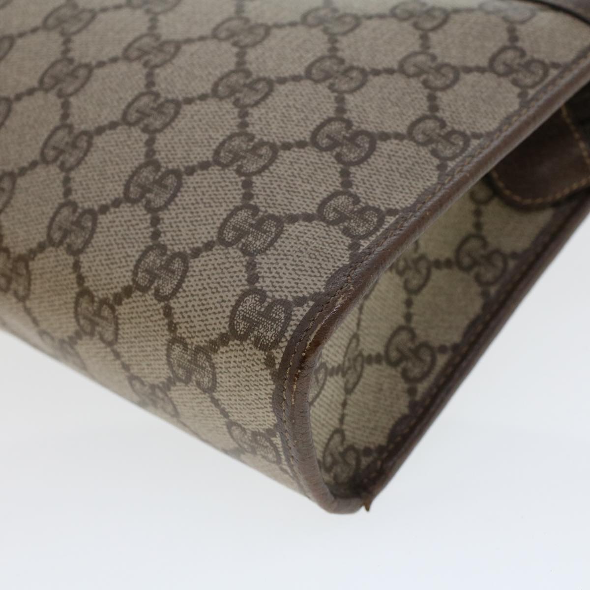 GUCCI GG Canvas Clutch Bag PVC Leather Beige 97.01.037 42879