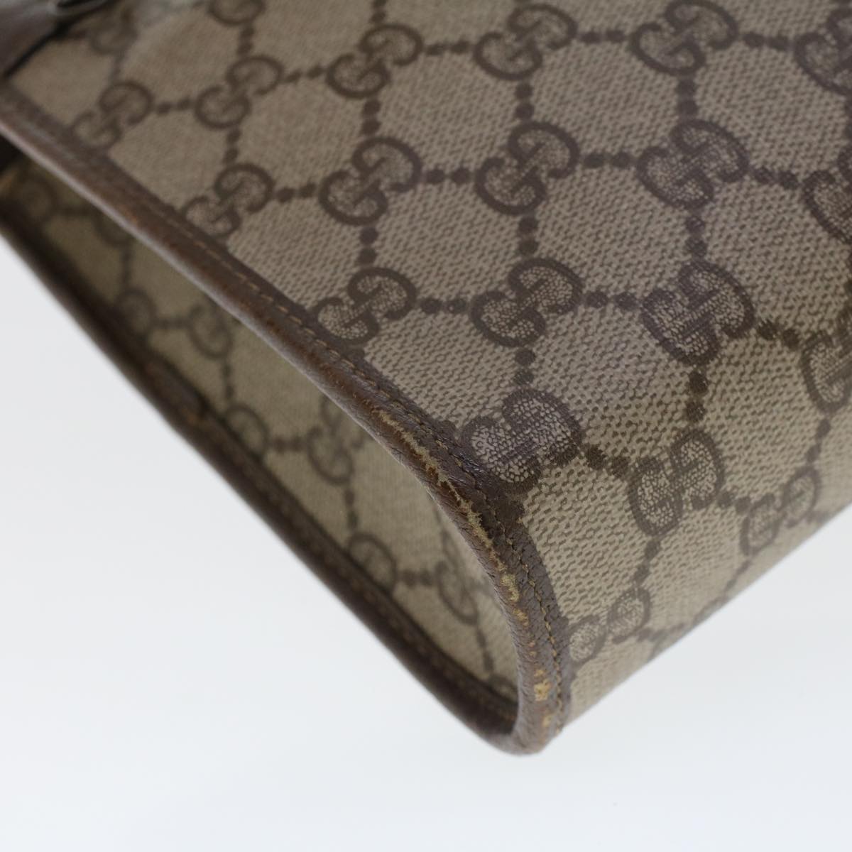 GUCCI GG Canvas Clutch Bag PVC Leather Beige 97.01.037 42879