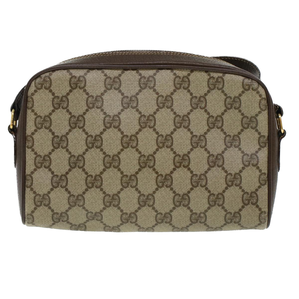 GUCCI GG Canvas Web Sherry Line Shoulder Bag PVC Leather Beige Green 43091