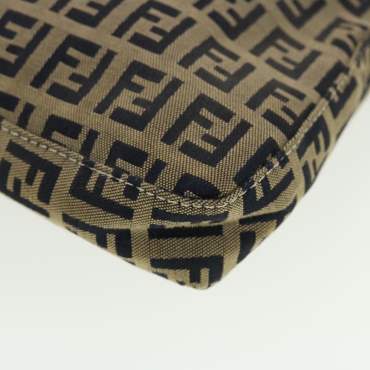 FENDI Zucchino Canvas Mamma Baguette Shoulder Bag Navy 43120