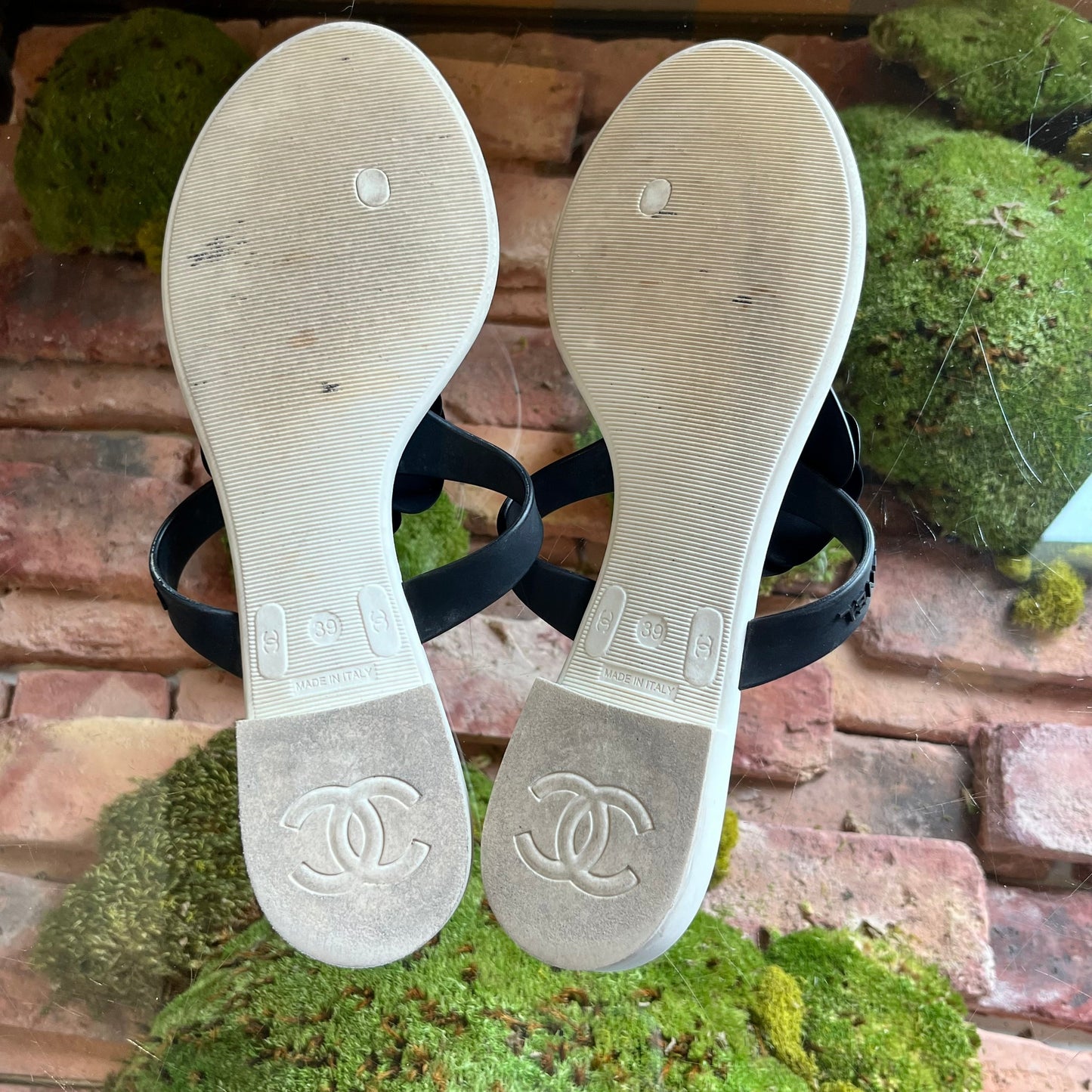 CHANEL Camelia Flower Rubber Thong Sandals SZ39(9US)