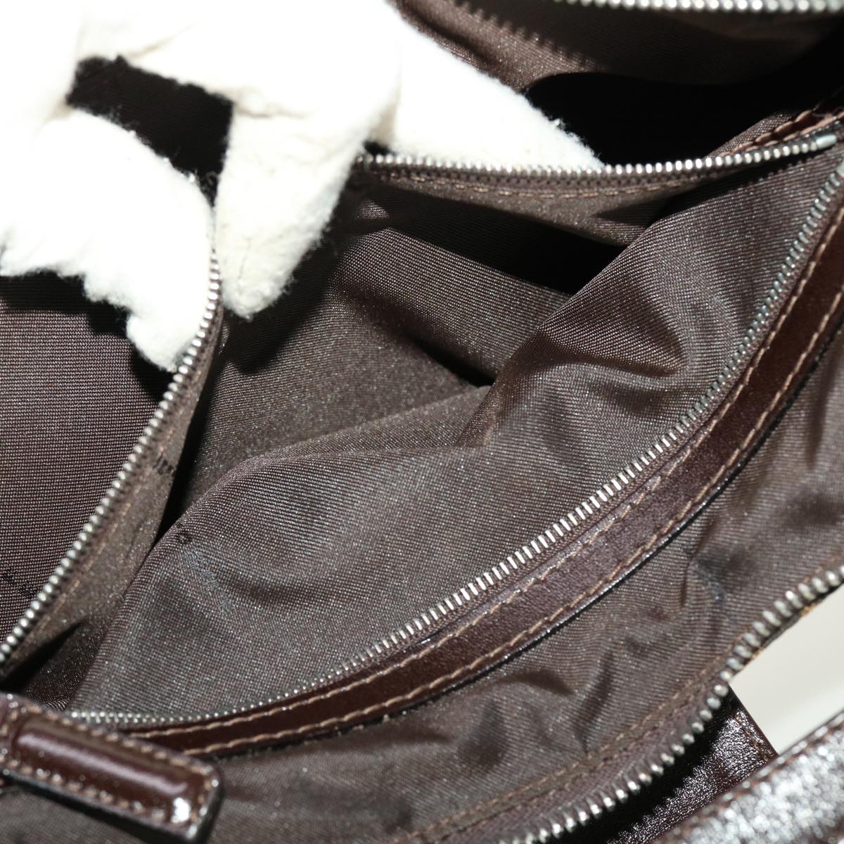 FENDI Zucca Canvas Mamma Baguette Shoulder Bag Brown Black 43169