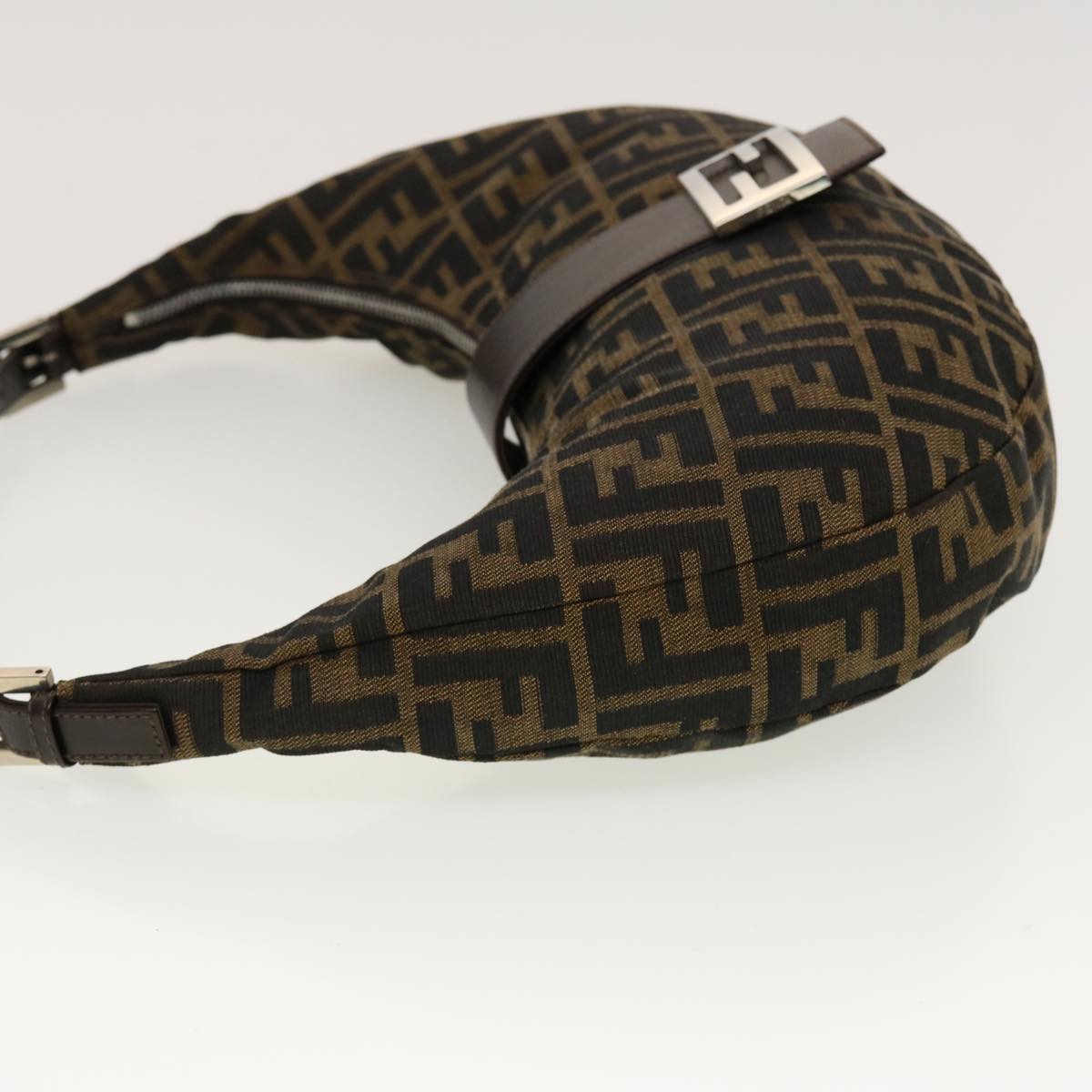 FENDI Zucca Canvas Mamma Baguette Shoulder Bag Brown Black 43169