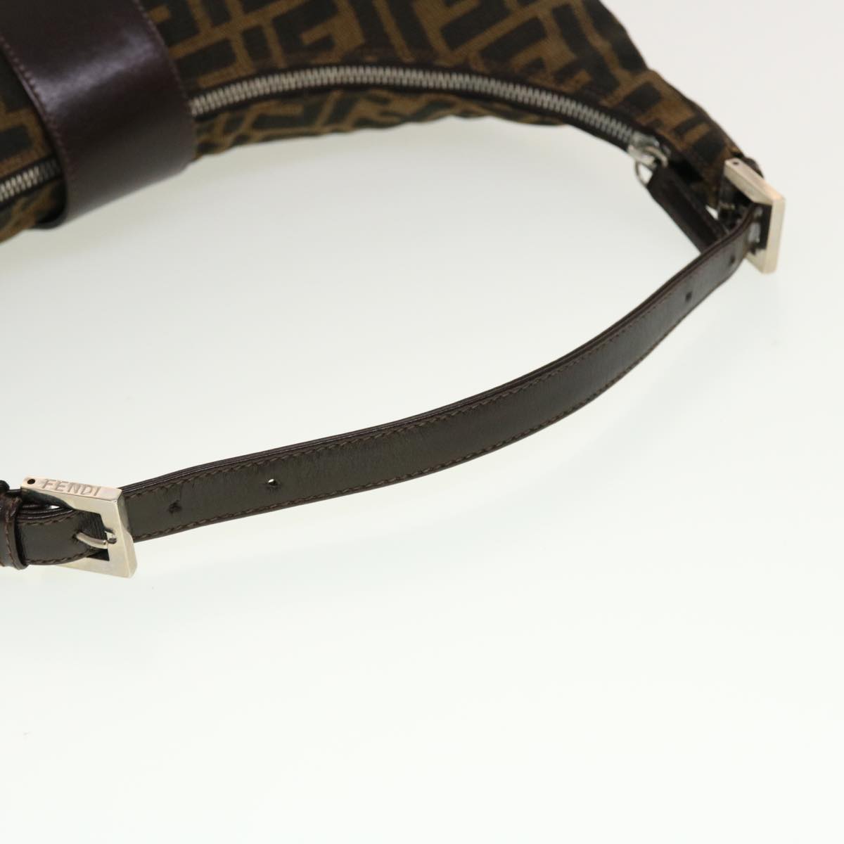 FENDI Zucca Canvas Mamma Baguette Shoulder Bag Brown Black 43169