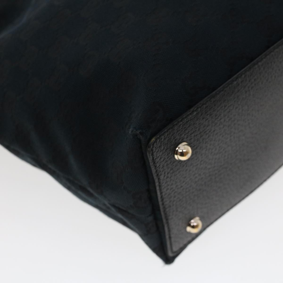 GUCCI GG Canvas Bamboo Hand Bag Black 137394 43264