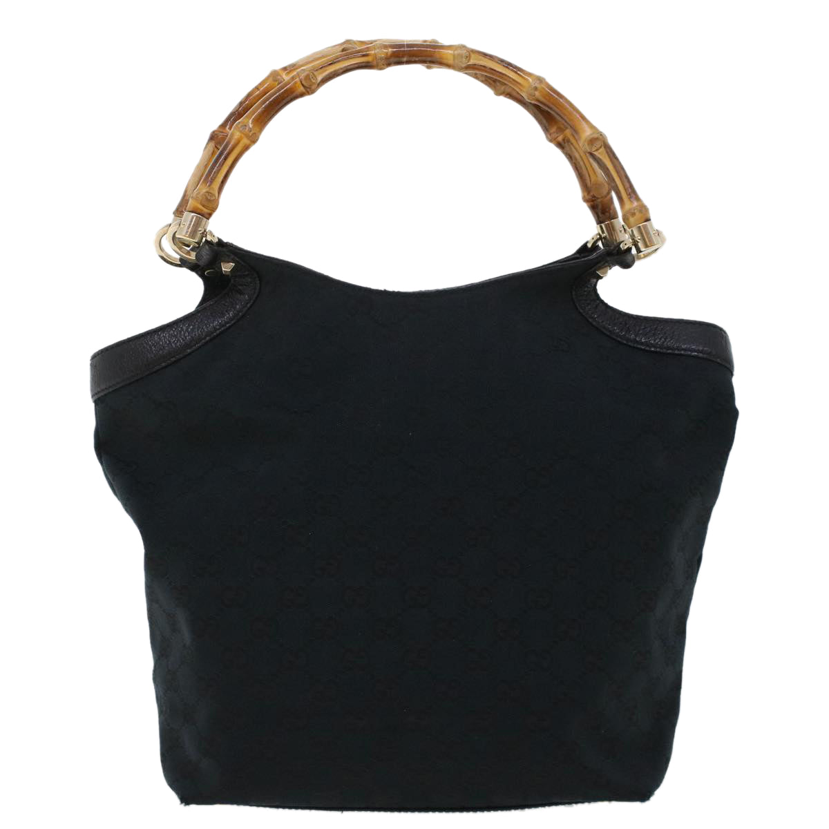 GUCCI GG Canvas Bamboo Hand Bag Black 137394 43264