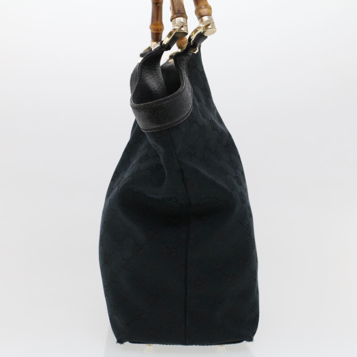 GUCCI GG Canvas Bamboo Hand Bag Black 137394 43264