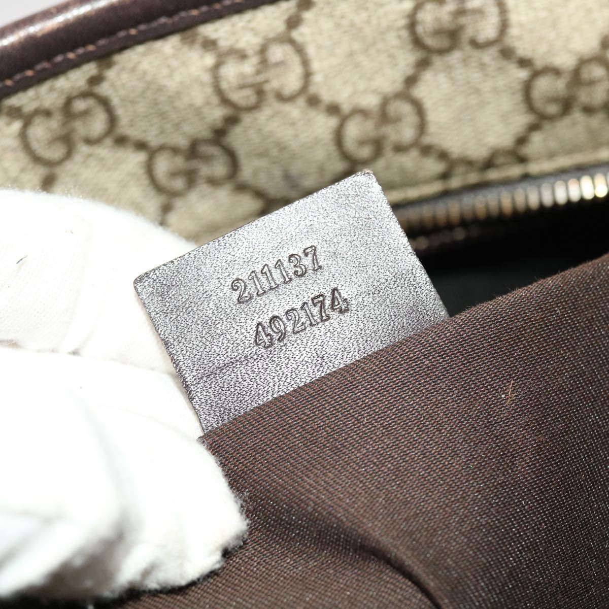 GUCCI GG Canvas Tote Bag PVC Leather Beige 211137 43270