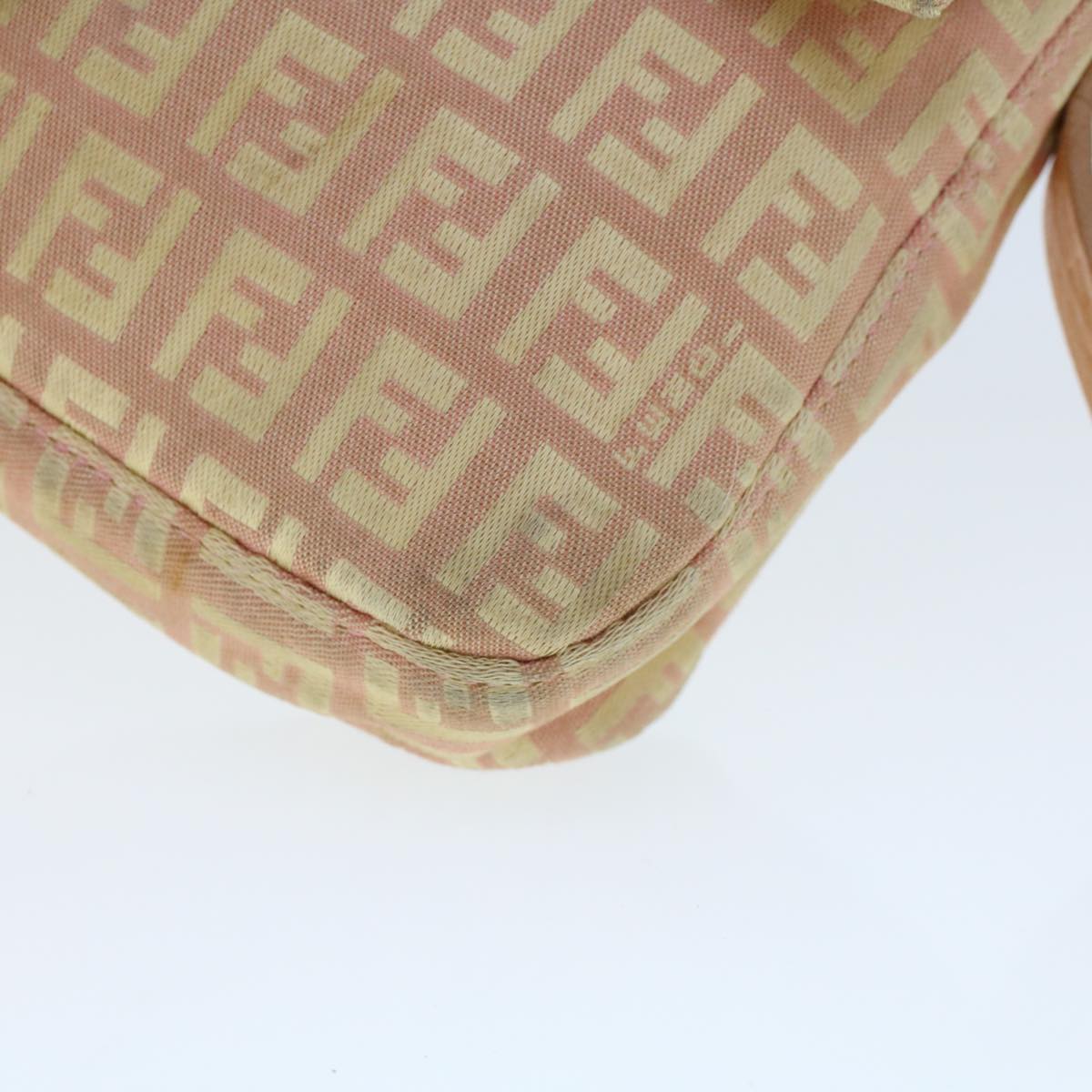 FENDI Zucchino Canvas Mamma Baguette Shoulder Bag Pink 43299