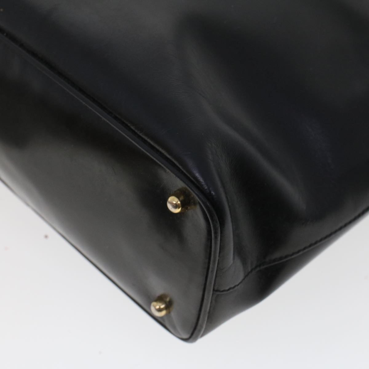 GUCCI Bamboo Clasp Hand Bag Leather Black 000.781.0295 43320