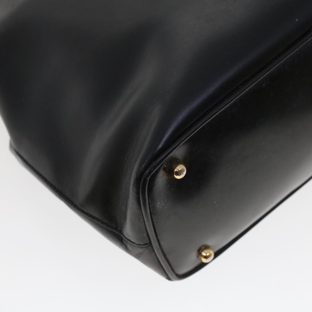 GUCCI Bamboo Clasp Hand Bag Leather Black 000.781.0295 43320