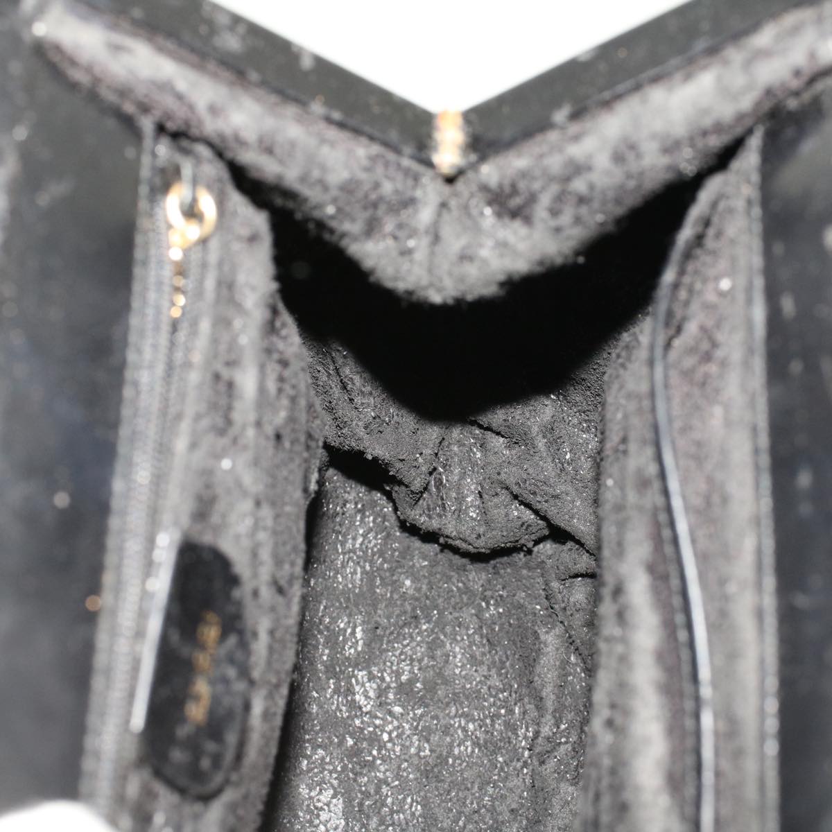 GUCCI Bamboo Clasp Hand Bag Leather Black 000.781.0295 43320