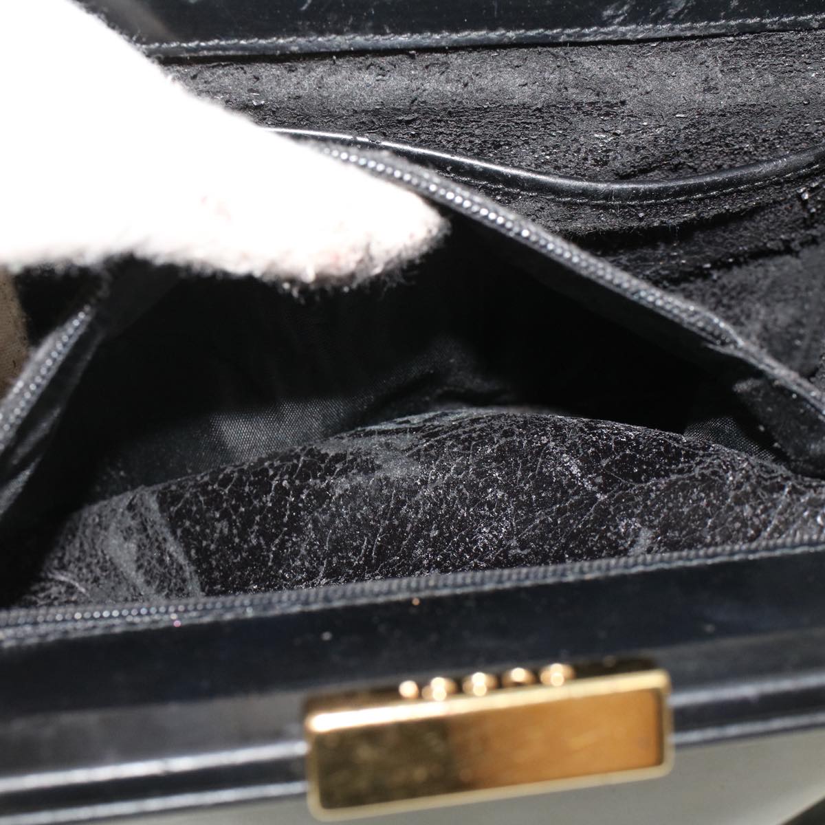 GUCCI Bamboo Clasp Hand Bag Leather Black 000.781.0295 43320