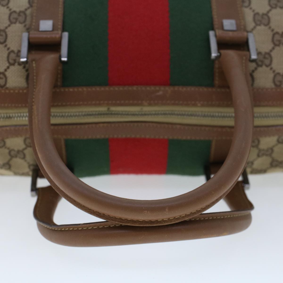 GUCCI GG Canvas Web Sherry Line Boston Bag Beige Red 2122.000.5301 43326