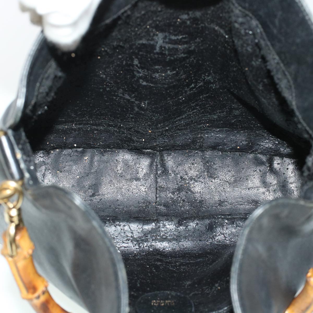 GUCCI Bamboo Hand Bag Leather 2way Black 001.3444.1638 43328