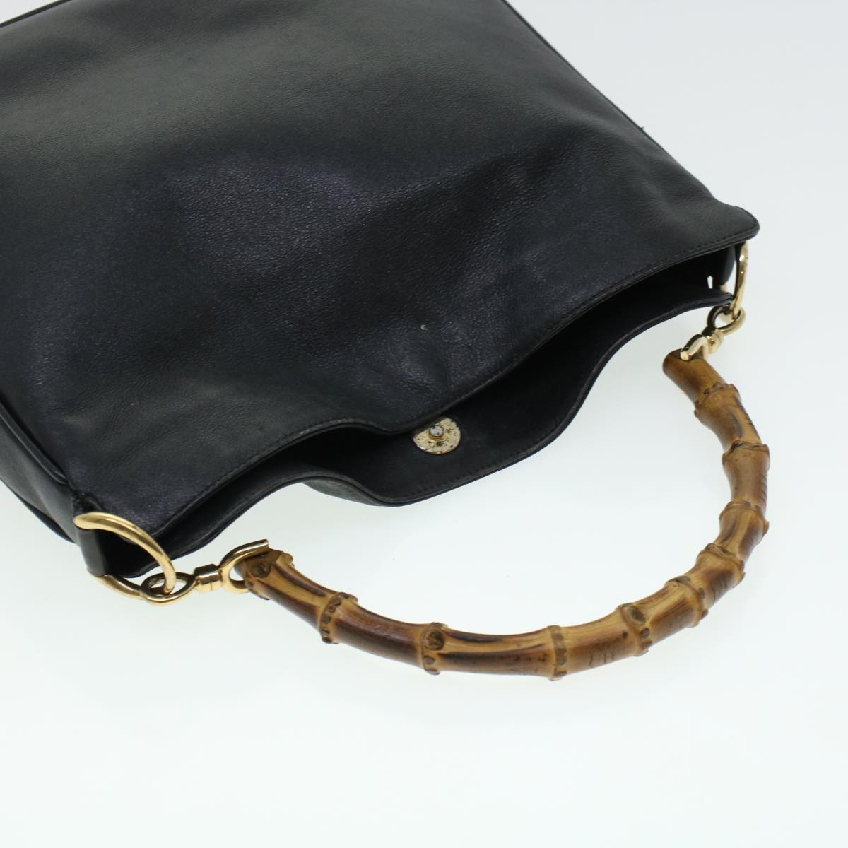 GUCCI Bamboo Hand Bag Leather 2way Black 001.3444.1638 43328
