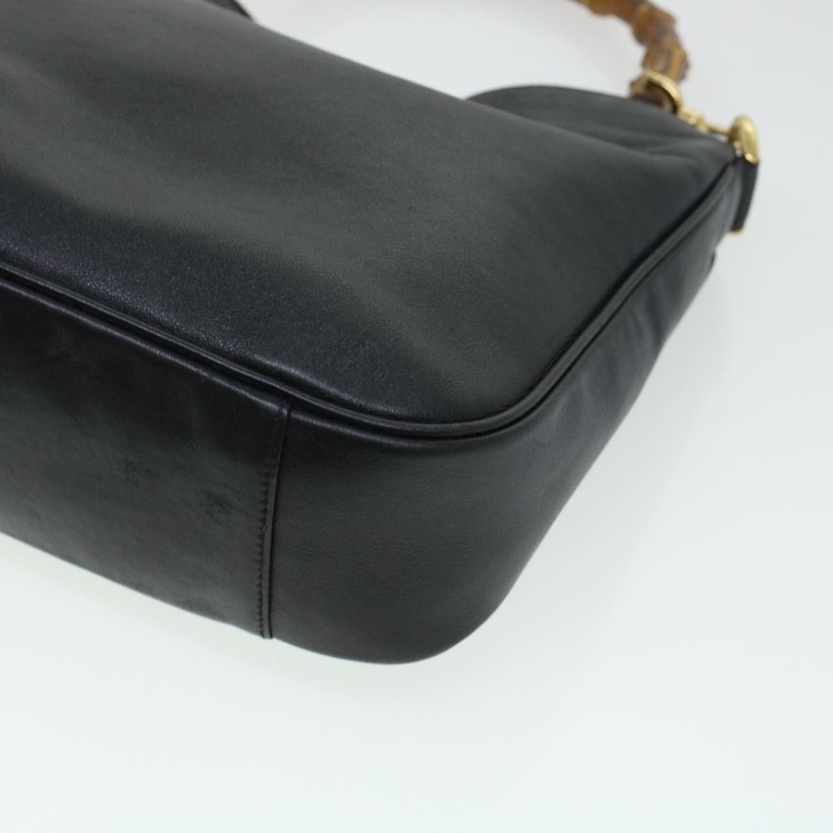GUCCI Bamboo Hand Bag Leather 2way Black 001.3444.1638 43328