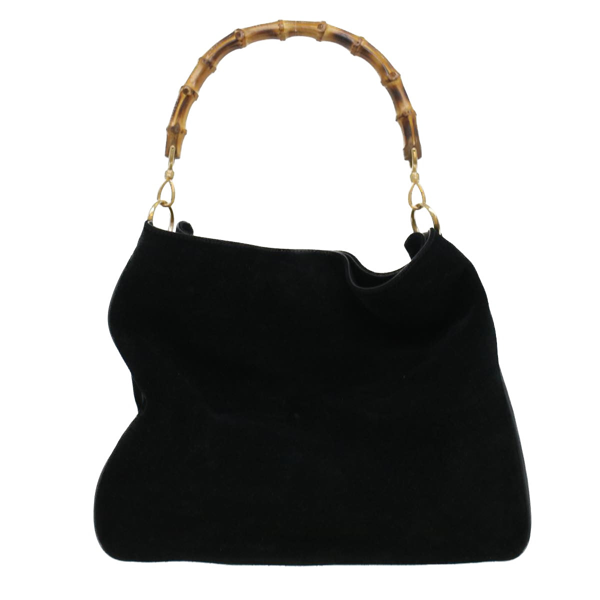 GUCCI Bamboo Hand Bag Suede 2way Black 43330