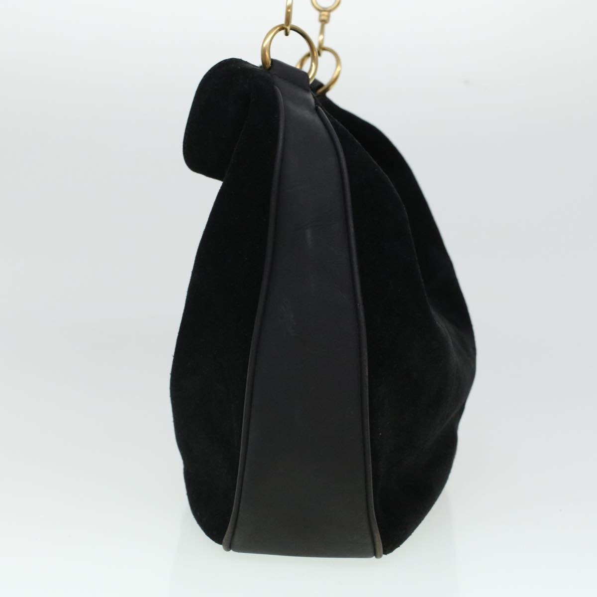 GUCCI Bamboo Hand Bag Suede 2way Black 43330