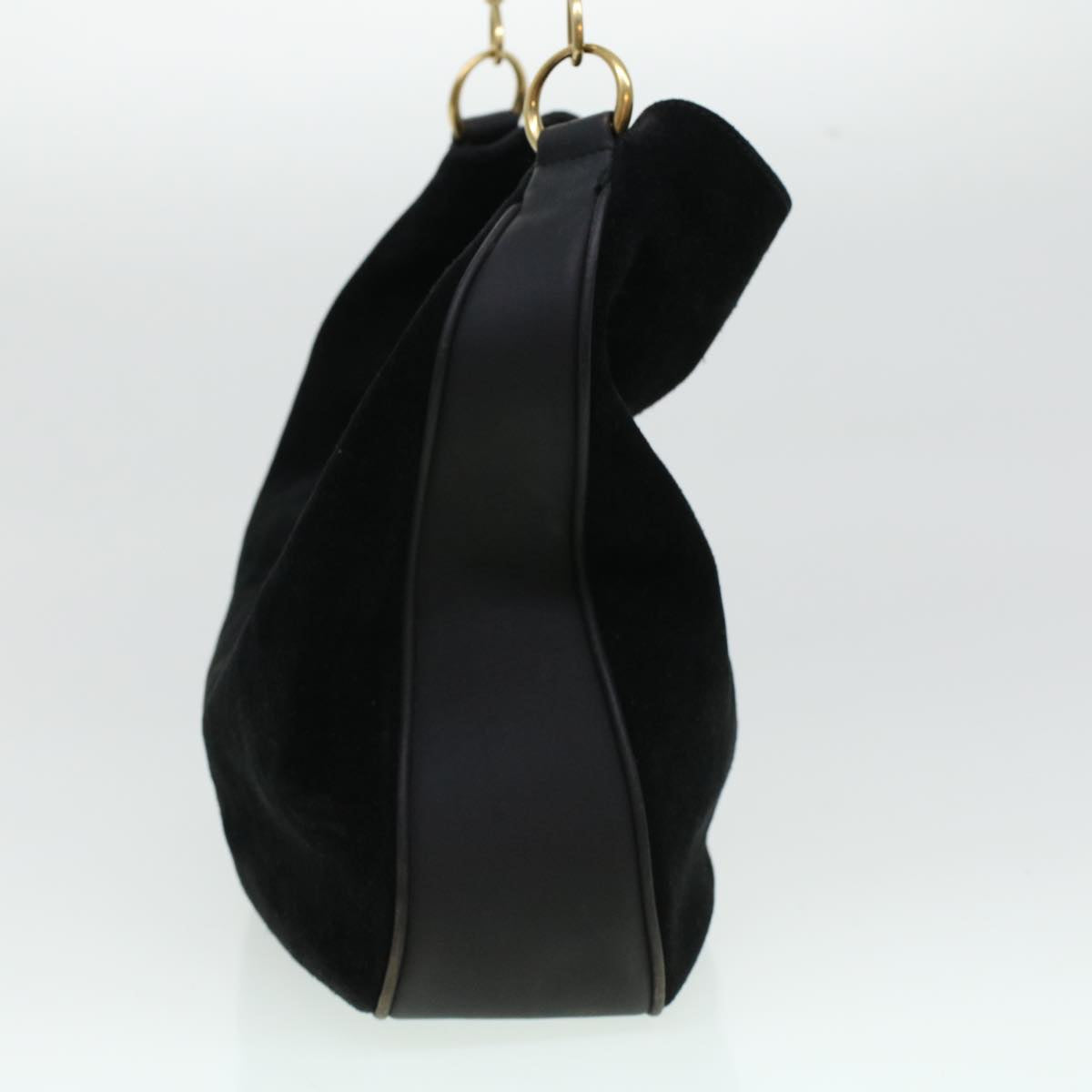 GUCCI Bamboo Hand Bag Suede 2way Black 43330
