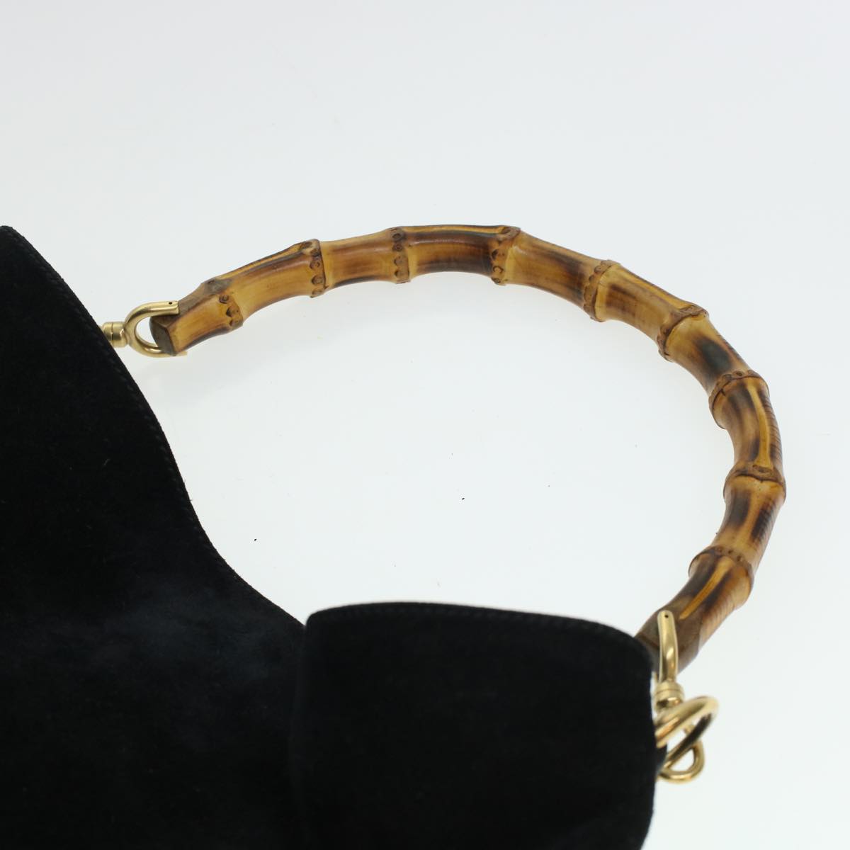 GUCCI Bamboo Hand Bag Suede 2way Black 43330