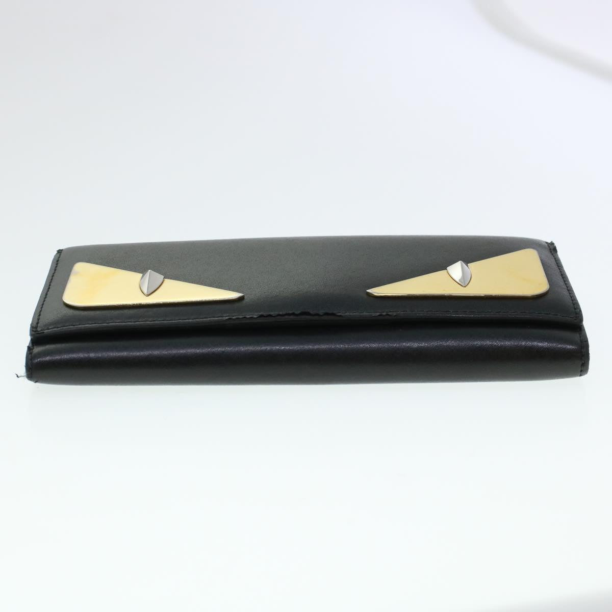 FENDI Bug's Eye Monster Long Wallet Leather Black Gold 43573