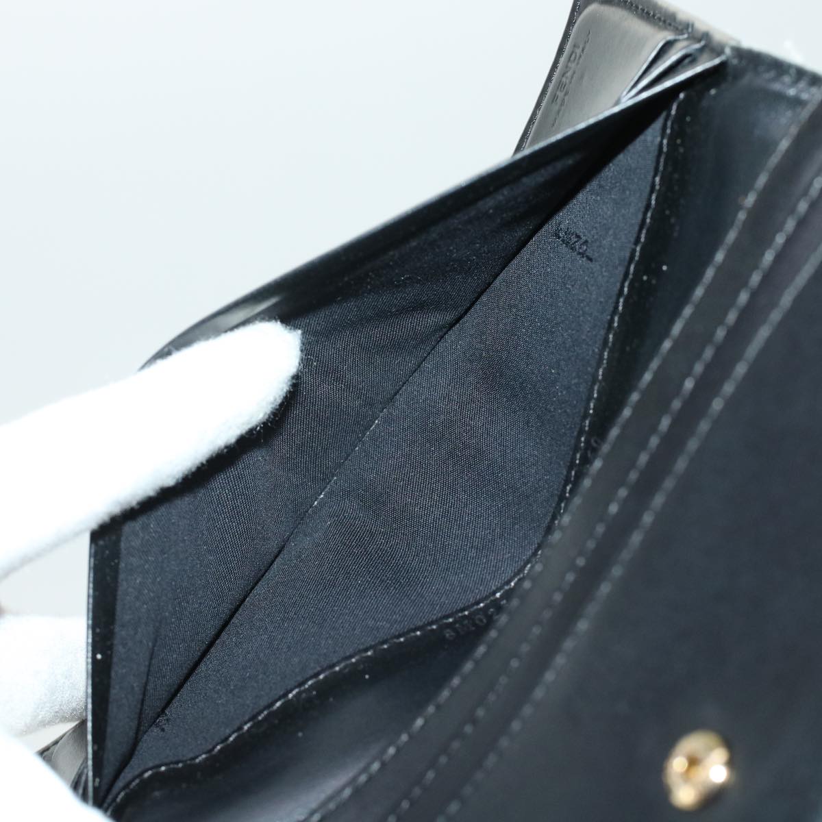 FENDI Bug's Eye Monster Long Wallet Leather Black Gold 43573