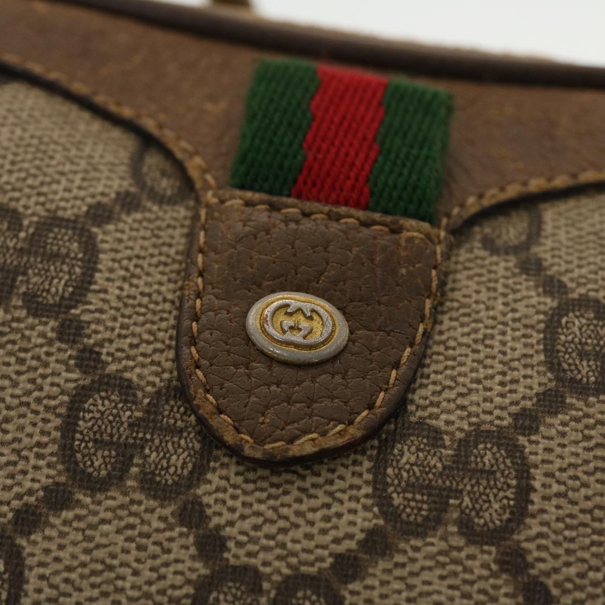 GUCCI GG Supreme Web Sherry Line Shoulder Bag Beige Red 89.02.066 43663