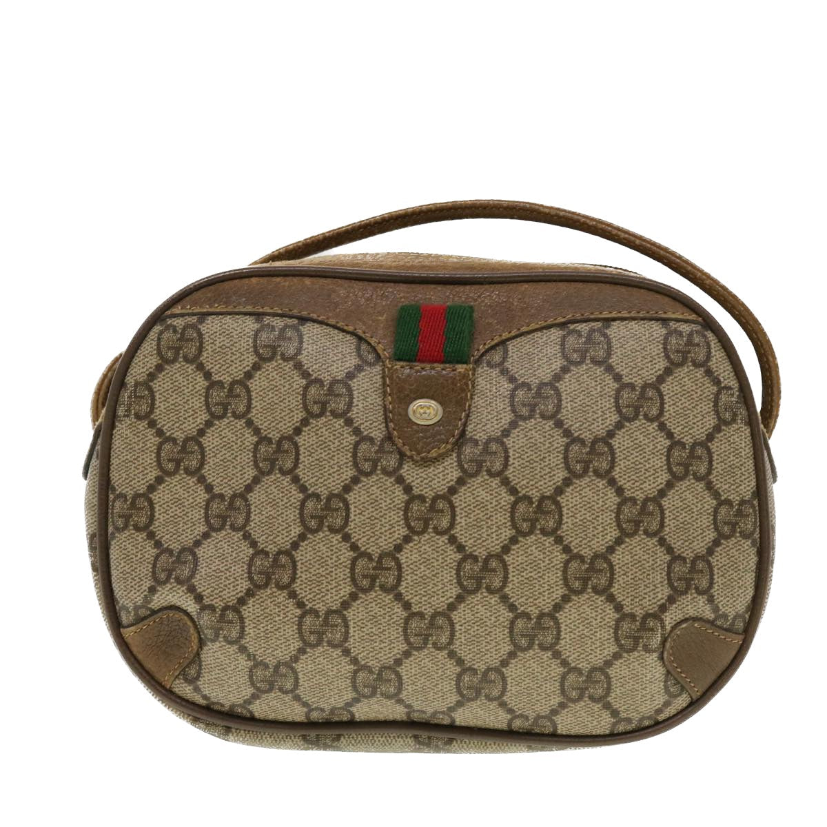 GUCCI GG Supreme Web Sherry Line Shoulder Bag Beige Red 89.02.066 43663