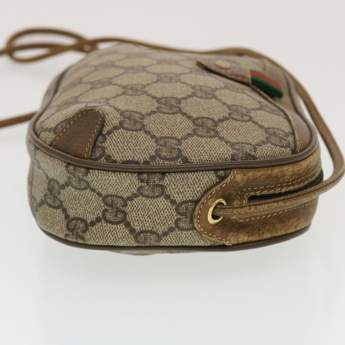 GUCCI GG Supreme Web Sherry Line Shoulder Bag Beige Red 89.02.066 43663