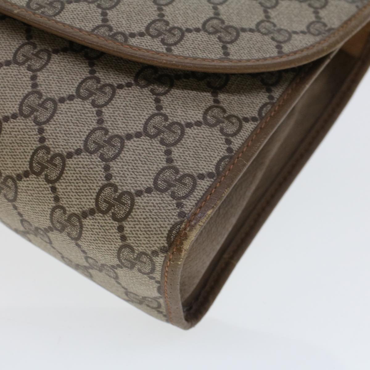 GUCCI GG Canvas Web Sherry Line Clutch Bag Beige Red 89.01.031 43670