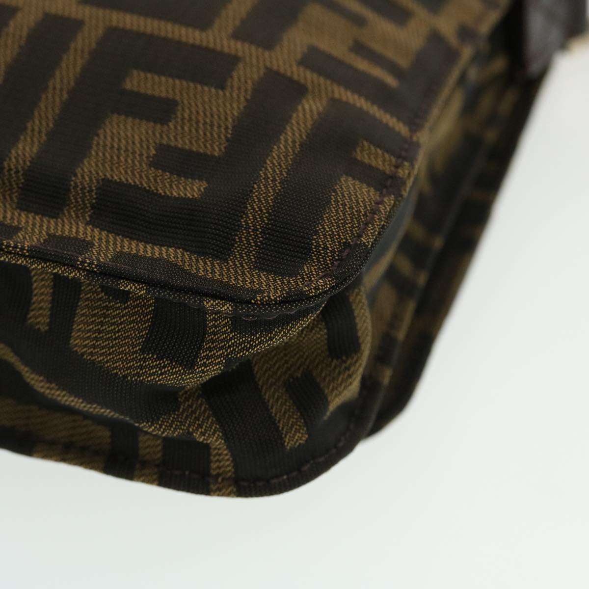 FENDI Zucca Canvas Shoulder Bag Black Brown 43693