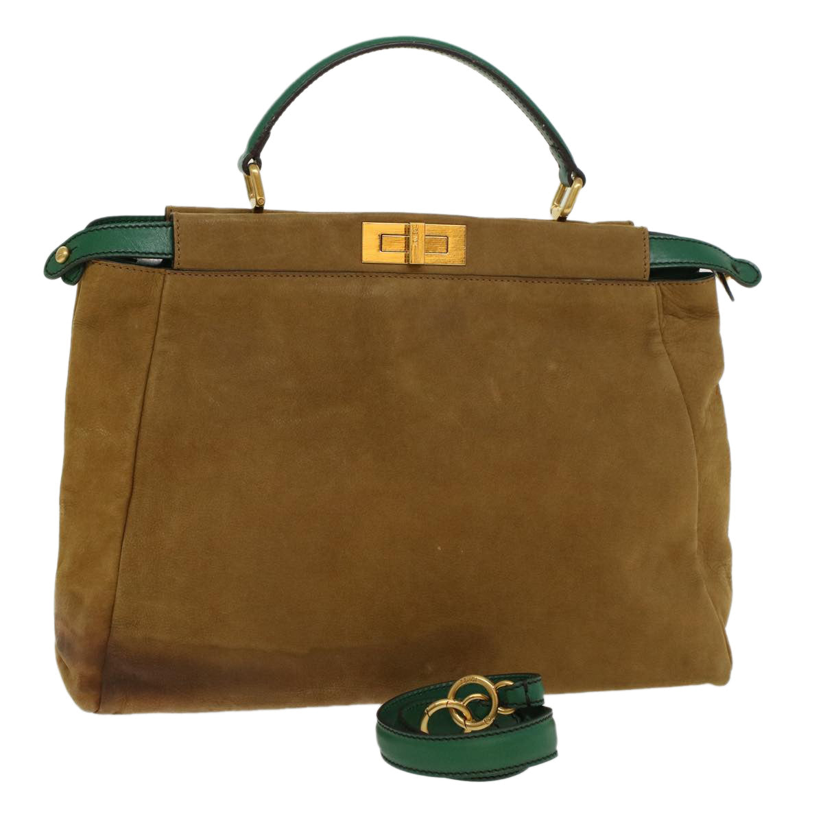 FENDI Peek A Boo Hand Bag Suede 2way Brown 43698