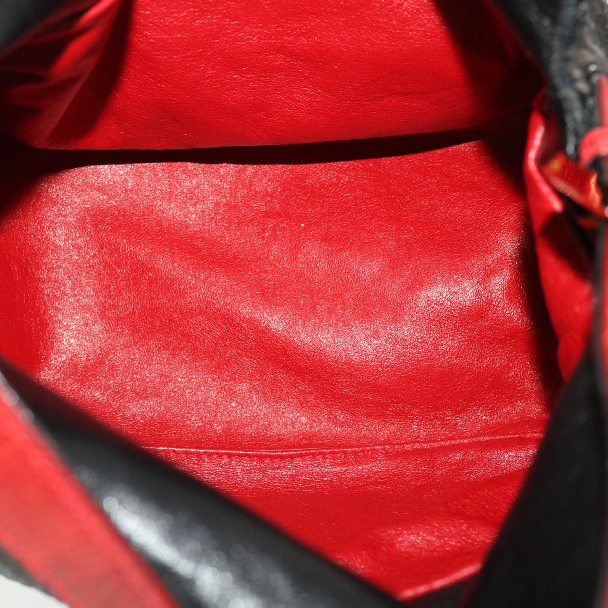 FENDI Sequin Shoulder Bag Black Red 43759
