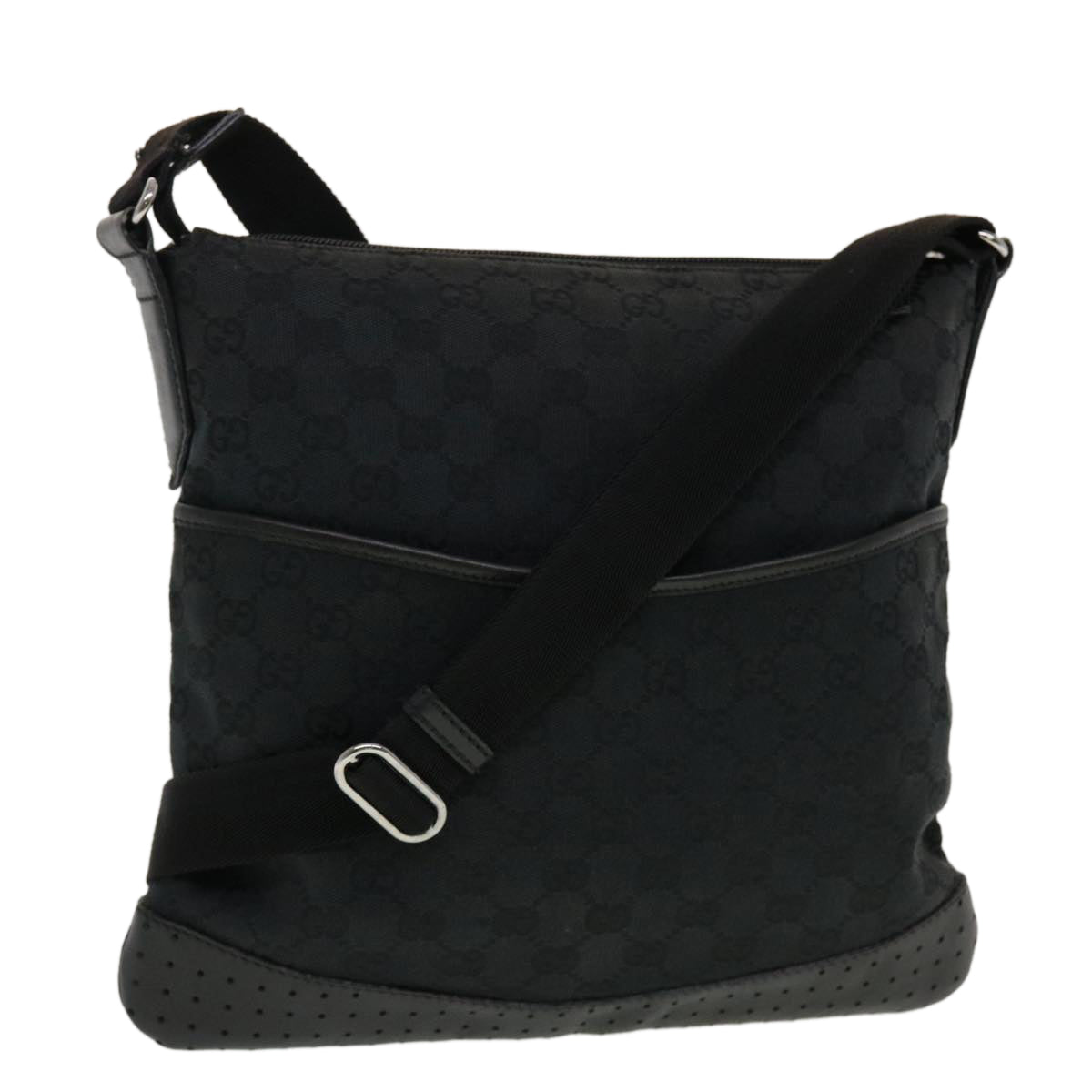 GUCCI GG Canvas Shoulder Bag Black 145857 43763