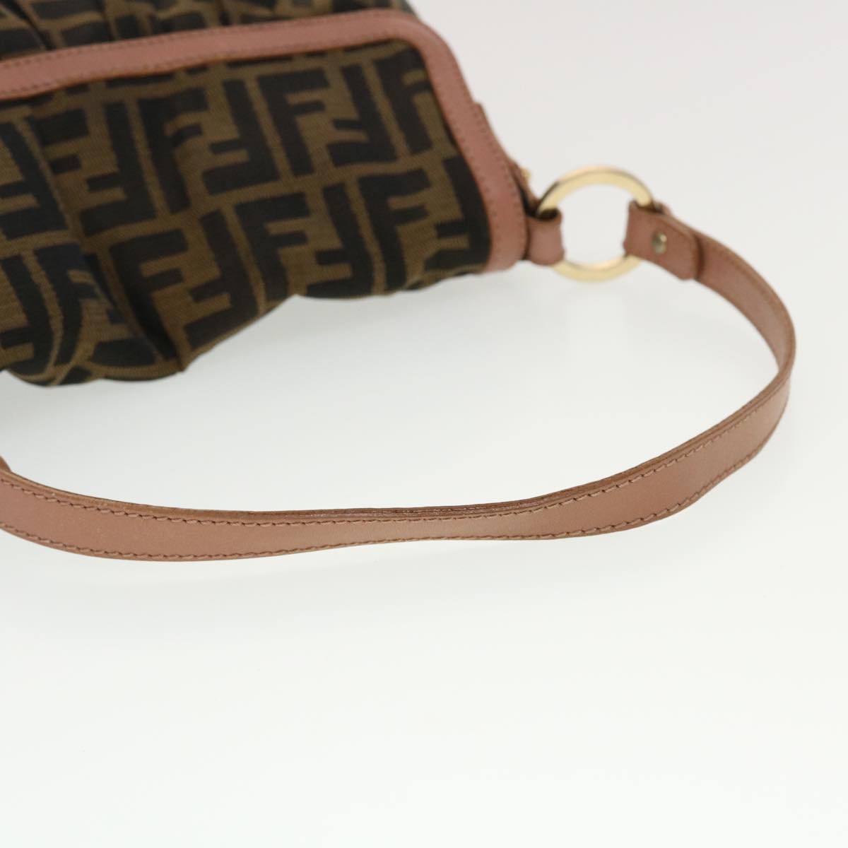 FENDI Zucca Canvas Shoulder Bag Nylon Brown Black pink 43767