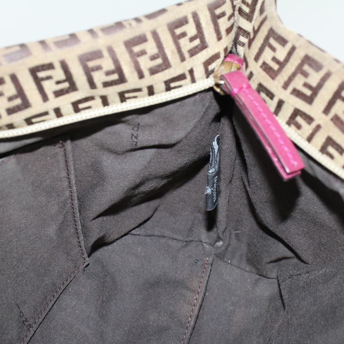 FENDI Zucchino Canvas Tote Bag Brown 43936