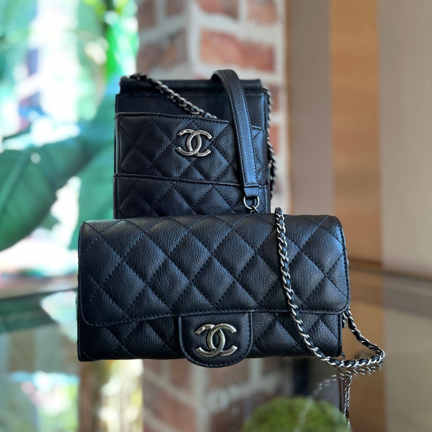 CHANEL CC Waiter Caviar Crossbody Bag