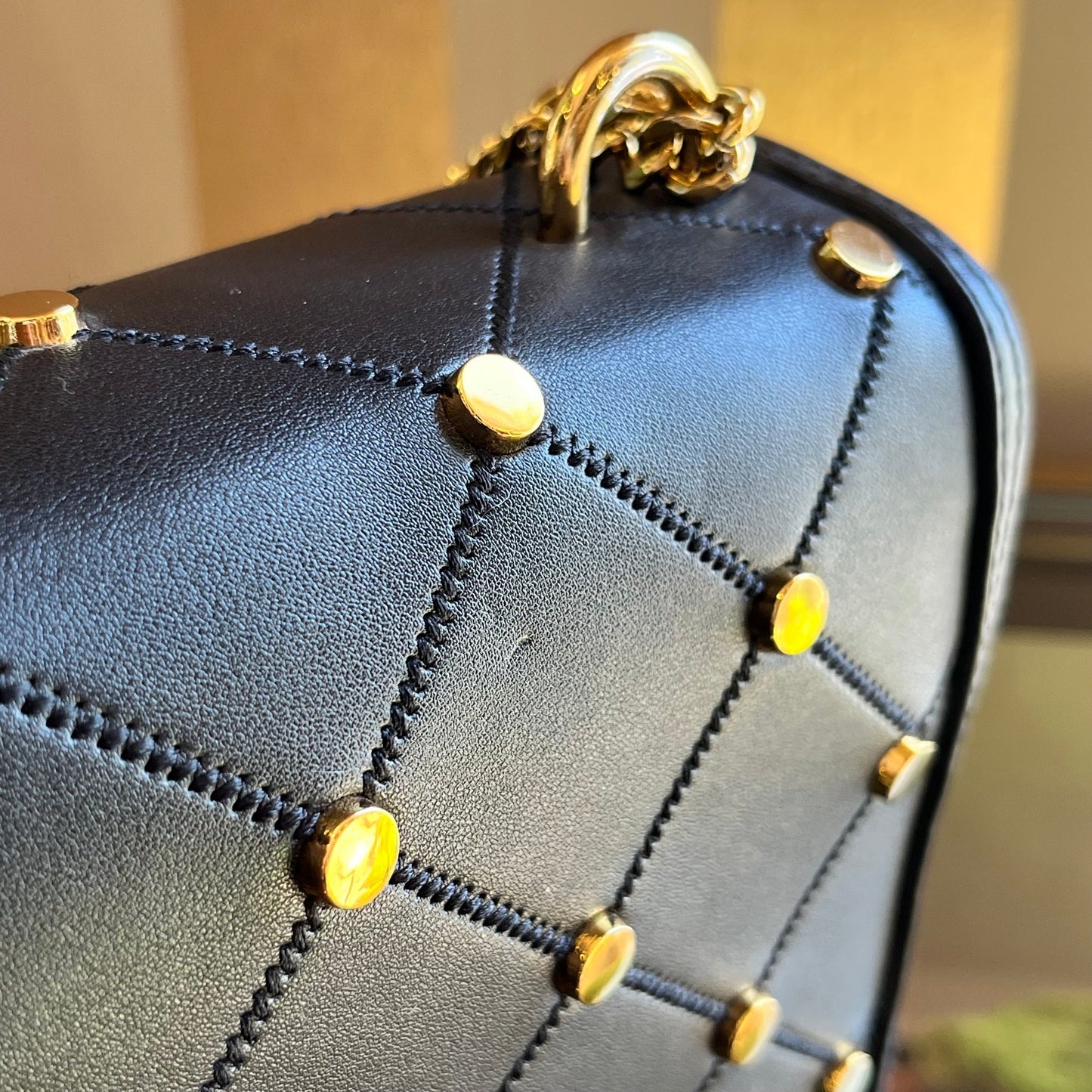 LOVE MOSCHINO Faux Leather Studded Flap Bag TS4036